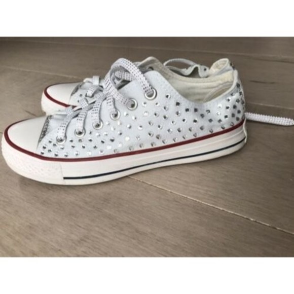 Converse Shoes - Converse All Star sneakers unisex women 7.5  white Swarovski crystals Shoes